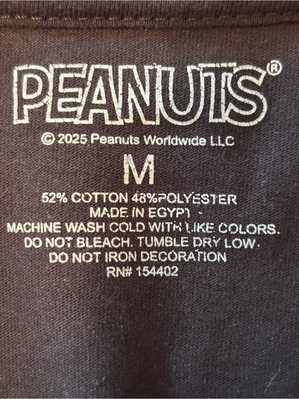 Peanuts Black Tee with White Screenprint - Picture 3 of 3